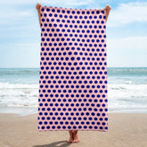 Navy Blue on Pink Polka Dots Beach Bath Towel, Towel, $ 42.95, A Moment Of Now™